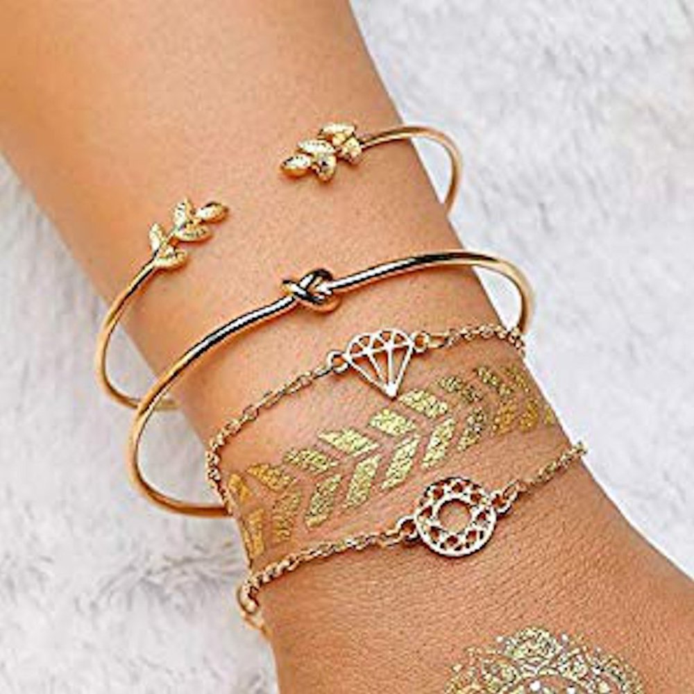 Multiple Layered Gold 4pc Bangle Bracelet Set 4